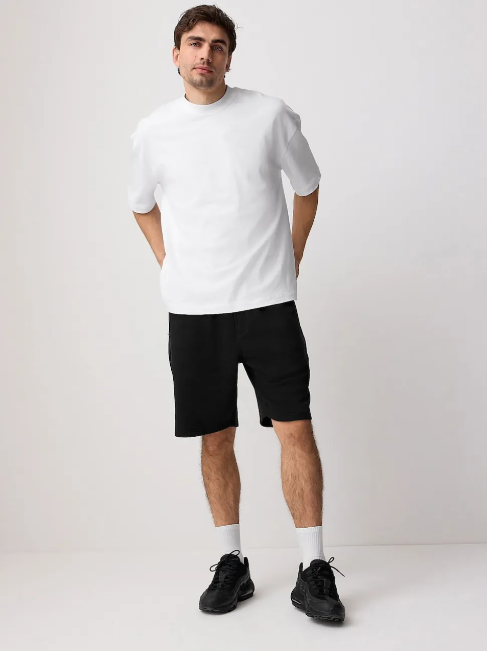 Black Brushed Jersey Zip Pocket Shorts