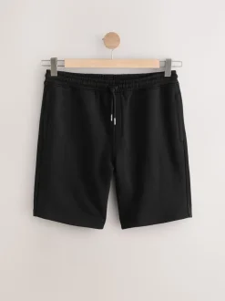 Black Brushed Jersey Zip Pocket Shorts