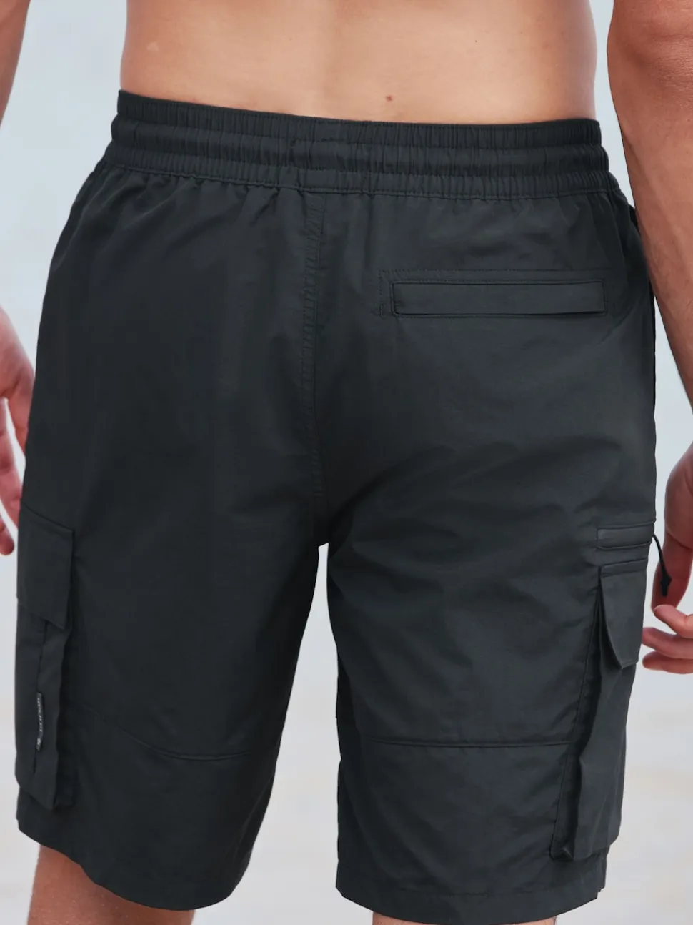 Black Cargo Swim Shorts
