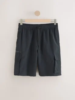 Black Cargo Swim Shorts