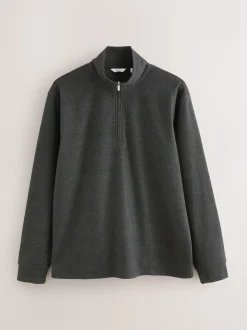 Black Check Long Sleeve Quarter Zip Jumper
