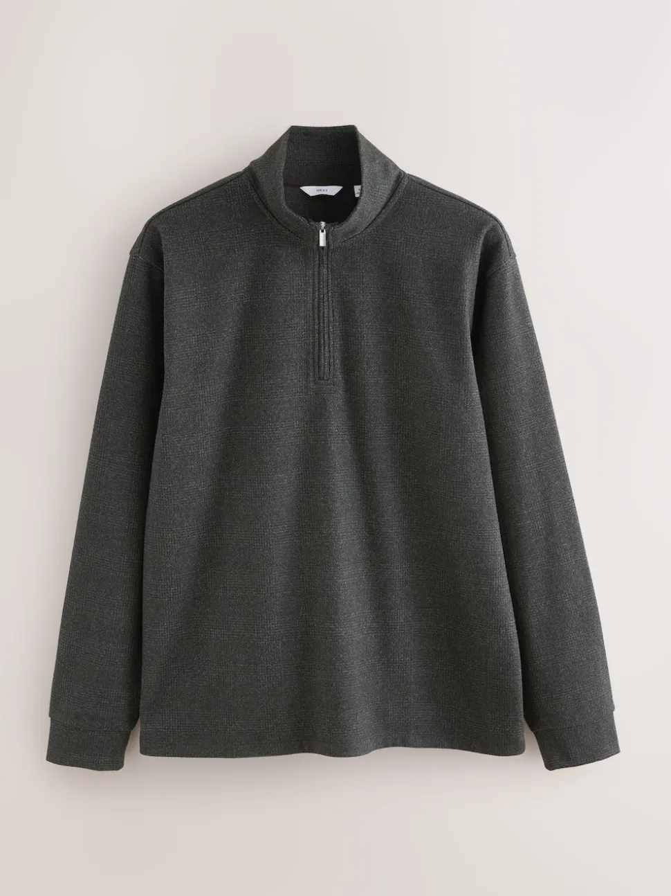 Black Check Long Sleeve Quarter Zip Jumper