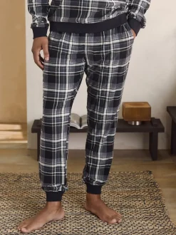 Black Check Motionflex Cosy Long Sleeve Cuffed Pyjamas Set