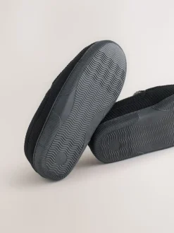 Black Closed Back Textured Slippers