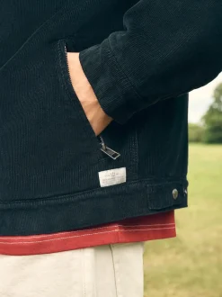 Black Corduroy Borg Lined Jacket