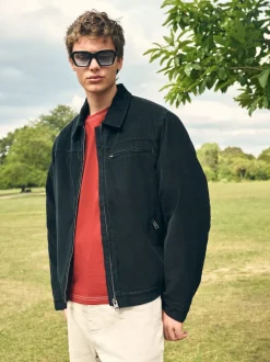Black Corduroy Borg Lined Jacket