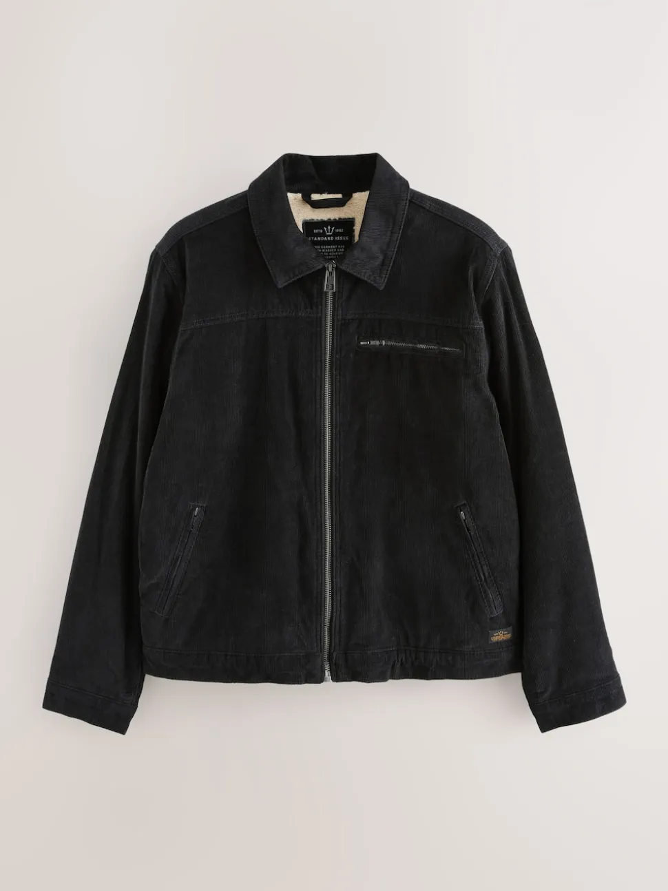 Black Corduroy Borg Lined Jacket