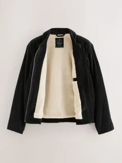 Black Corduroy Borg Lined Jacket