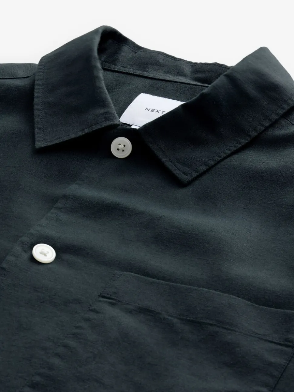 Black Cotton Linen Blend Long Sleeve Shirt