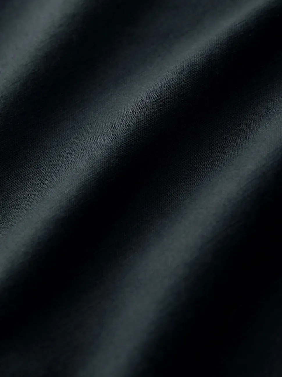 Black Cotton Linen Blend Long Sleeve Shirt