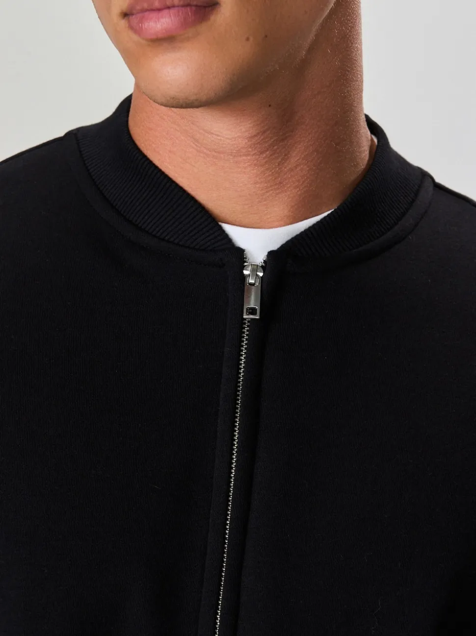 Black Cotton Rich Full Zip Jersey Bomber Jacket