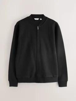 Black Cotton Rich Full Zip Jersey Bomber Jacket