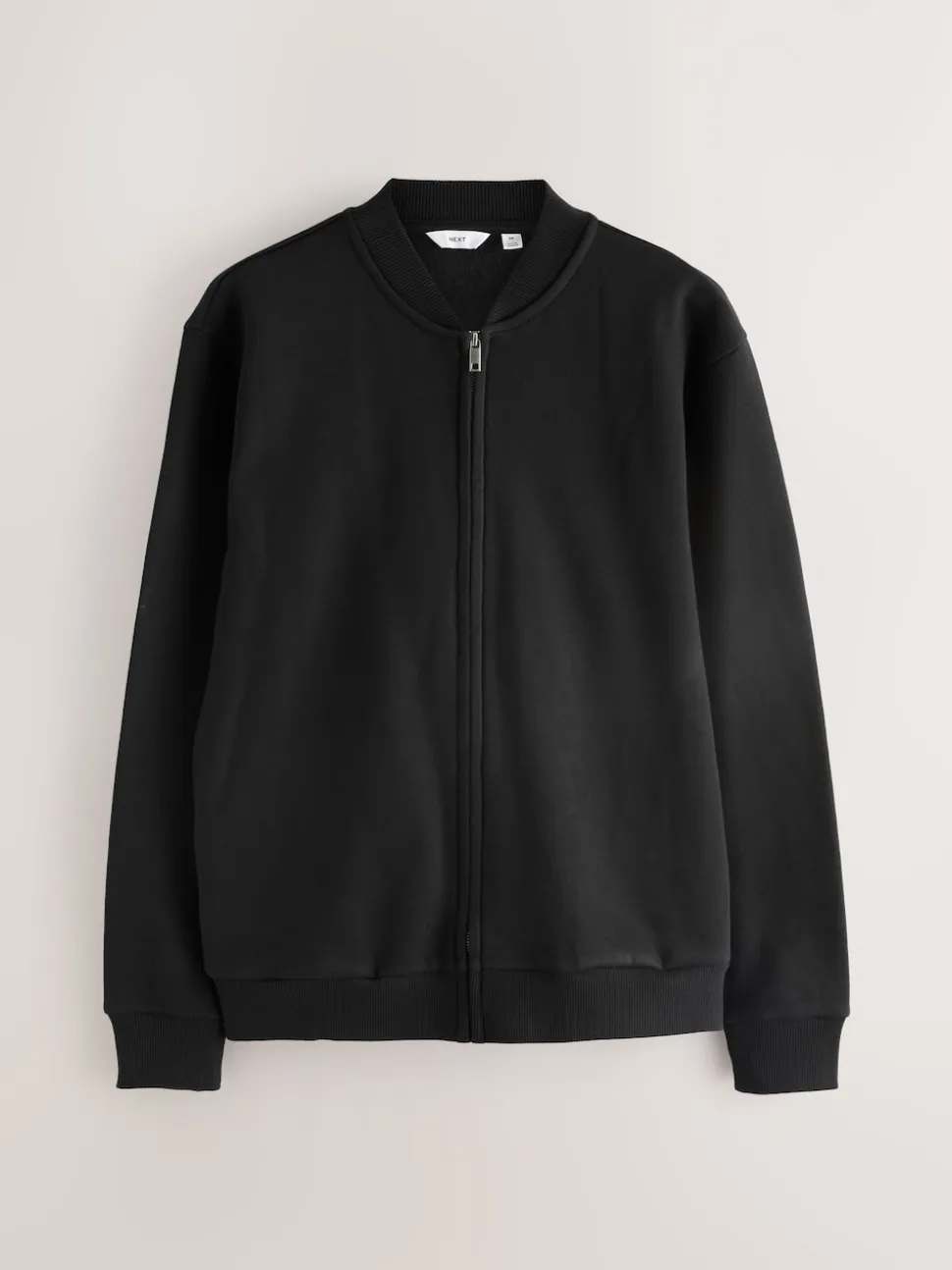 Black Cotton Rich Full Zip Jersey Bomber Jacket