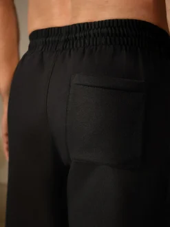 Black Cuffed Brushback Heavyweight Open Joggers