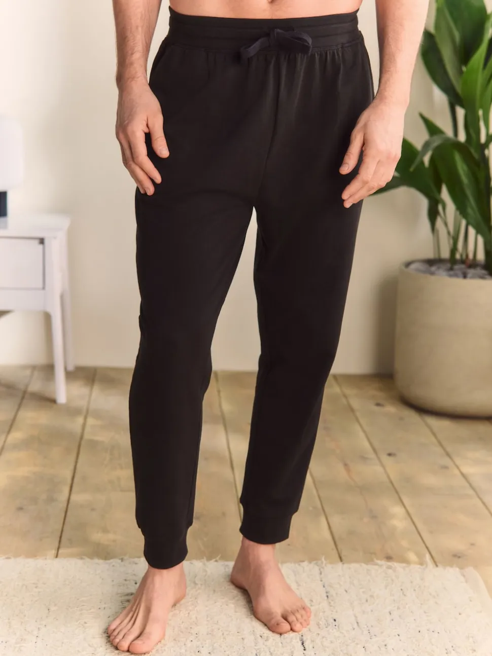 Black Cuffed Loopback Soft Touch Cuffed Joggers