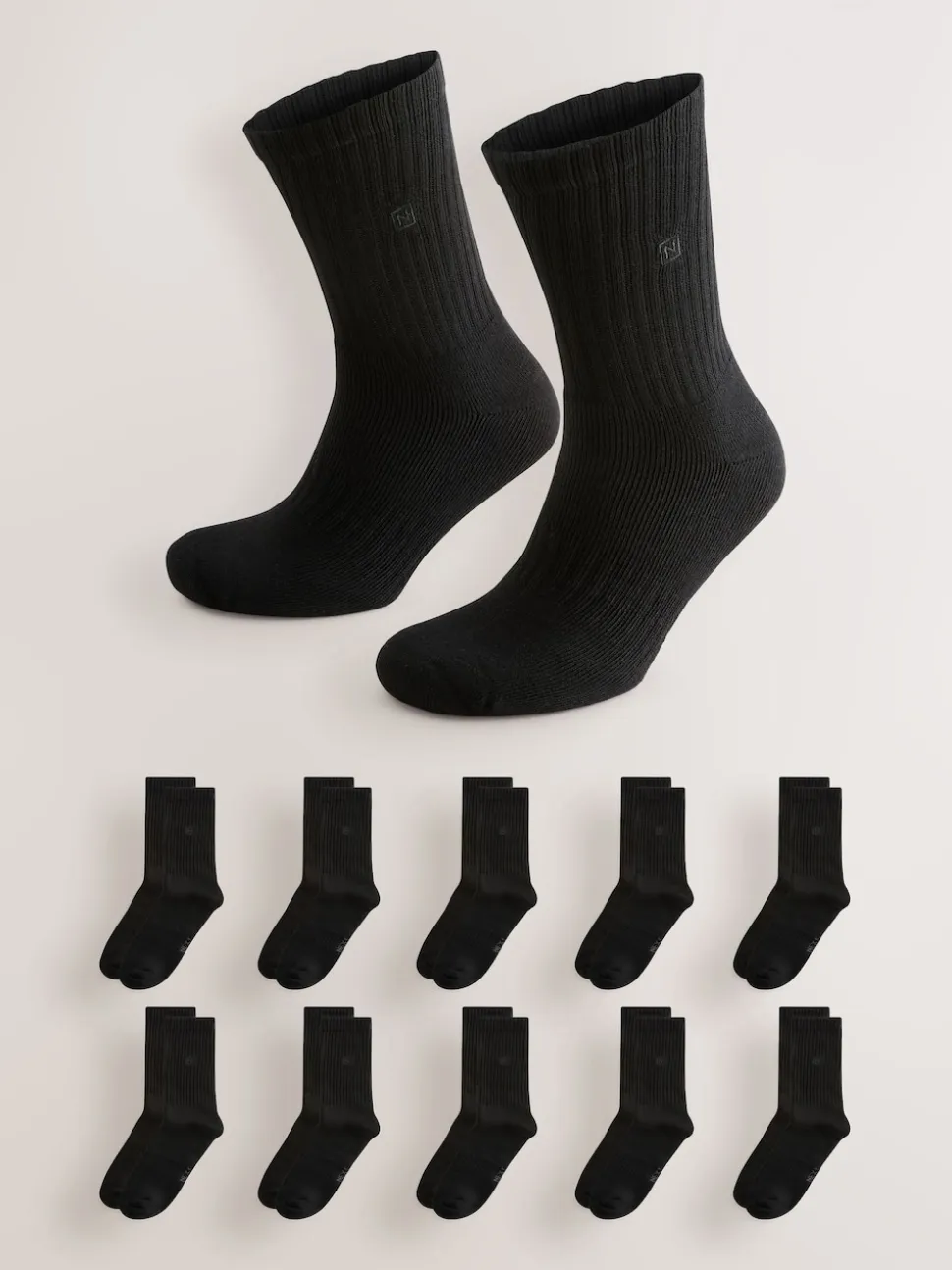 Black Cushioned Sole Sports Socks 10 Pack
