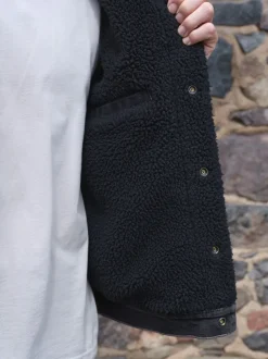 Black Denim Western Jacket with Borg Lining