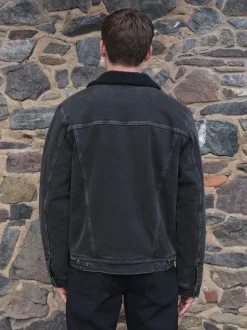 Black Denim Western Jacket with Borg Lining