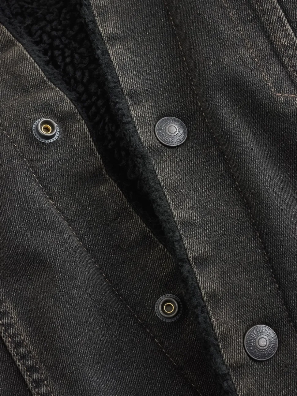 Black Denim Western Jacket with Borg Lining