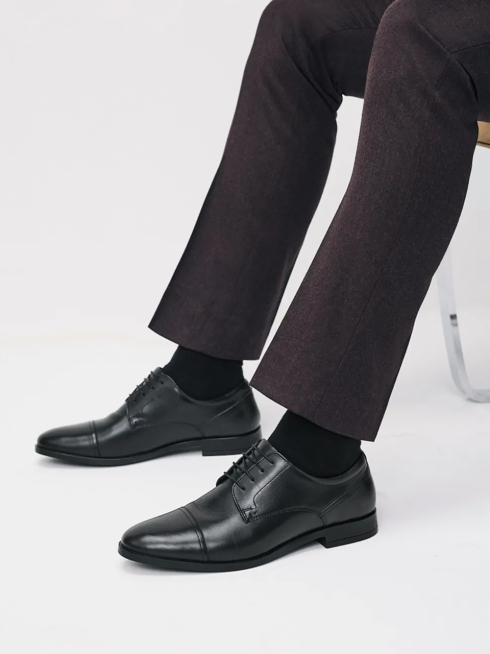 Black Derby Toe Cap Shoes