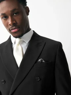 Black Double Breasted Tailored Two Button Suit Jacket