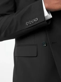 Black Double Breasted Tailored Two Button Suit Jacket