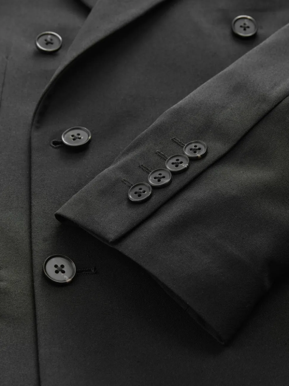 Black Double Breasted Tailored Two Button Suit Jacket