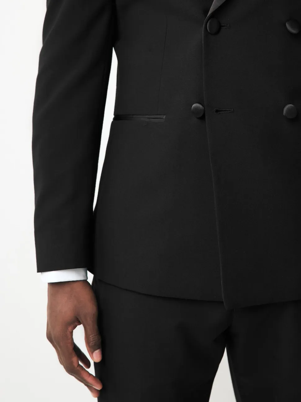 Black Double Breasted Tuxedo Suit Jacket