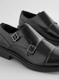 Black Double Monk Shoes