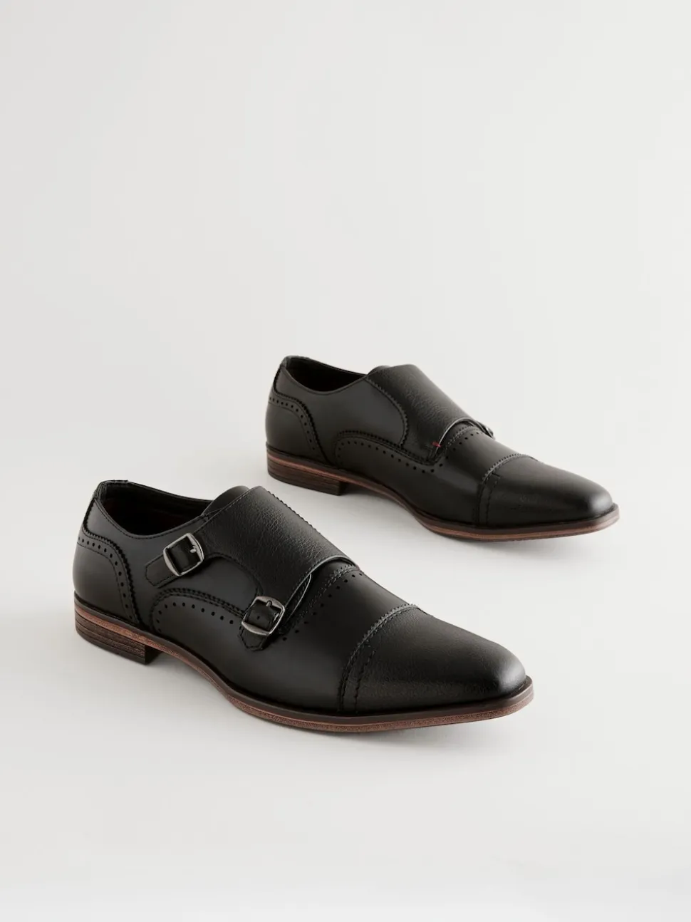 Black Double Monk Toe Cap Shoes