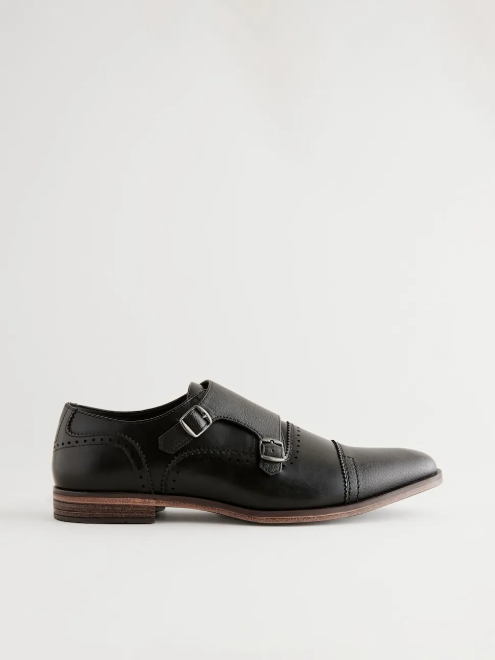 Black Double Monk Toe Cap Shoes