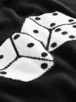 Black EDIT Knitted Graphic Crew Neck Jumper