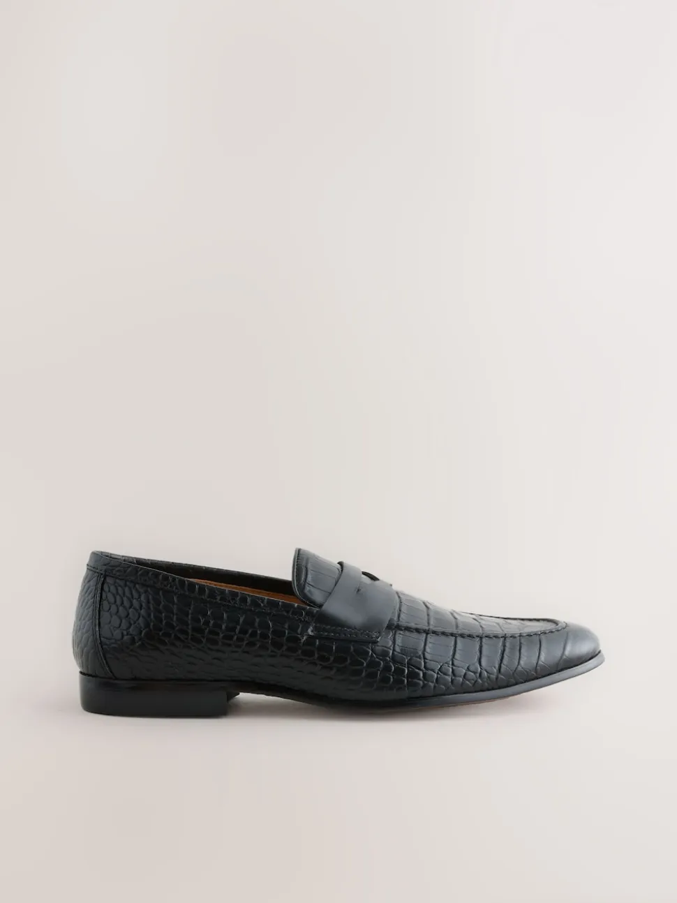 Black Embossed Leather Loafers