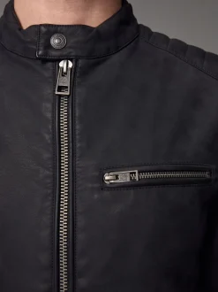 Black Faux Leather Biker Jacket