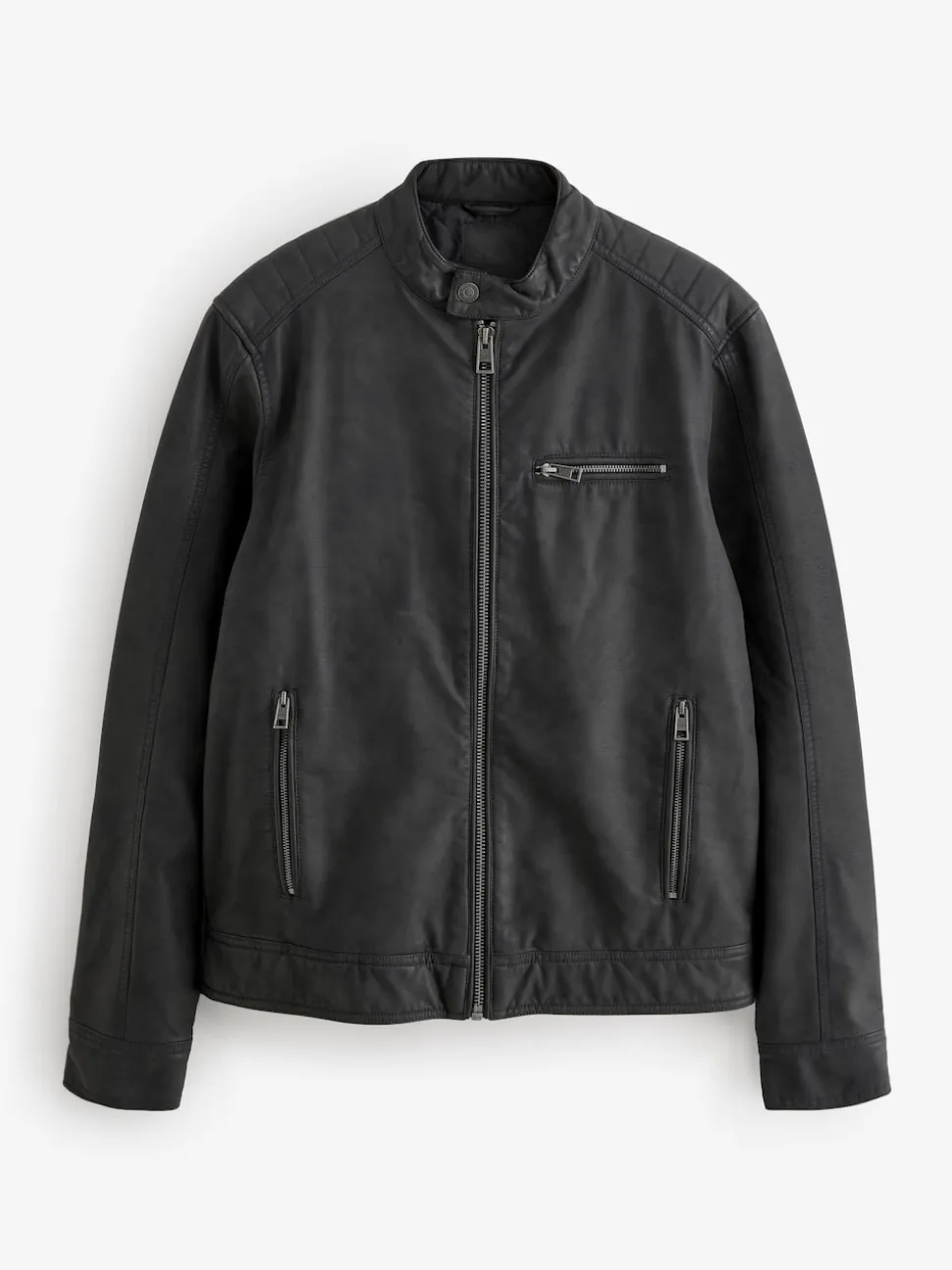 Black Faux Leather Biker Jacket