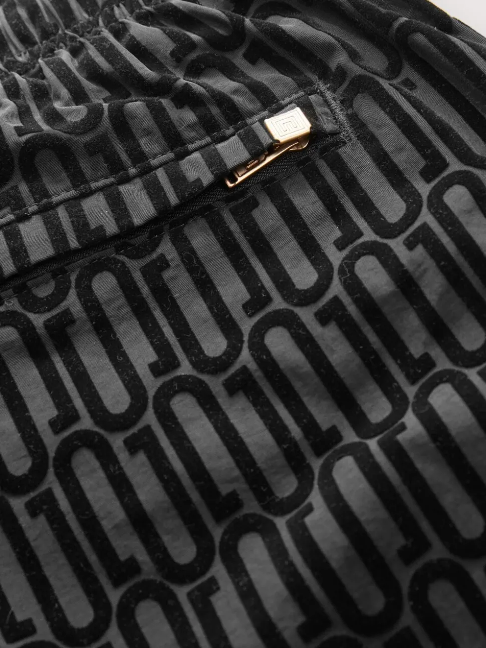 Black Flock Printed Swim Shorts