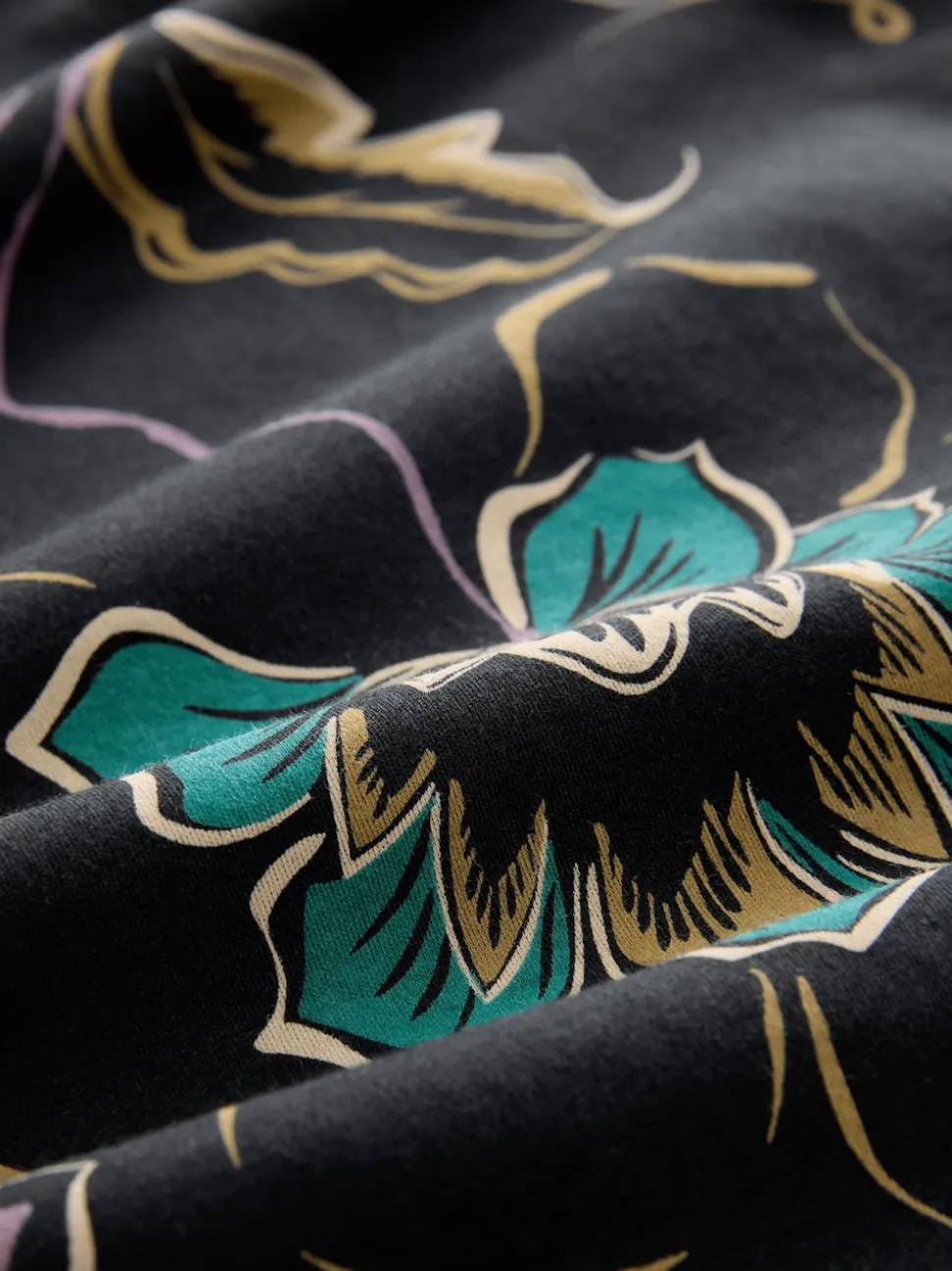 Black Floral Short Sleeve Print Polo Shirt