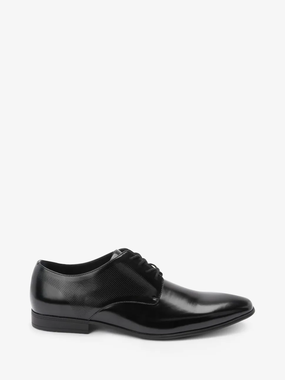 Black Hi-shine Derby Lace- Up Shoes