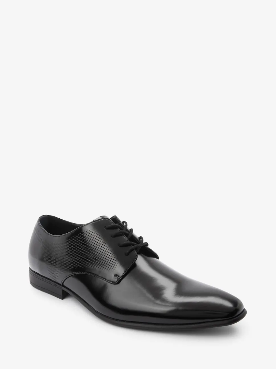 Black Hi-shine Derby Lace- Up Shoes