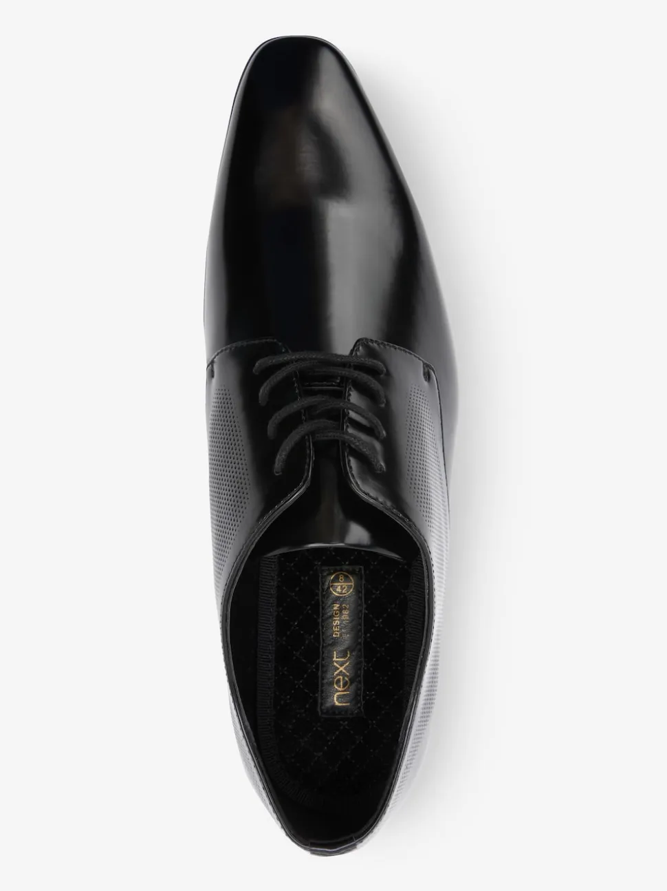 Black Hi-shine Derby Lace- Up Shoes