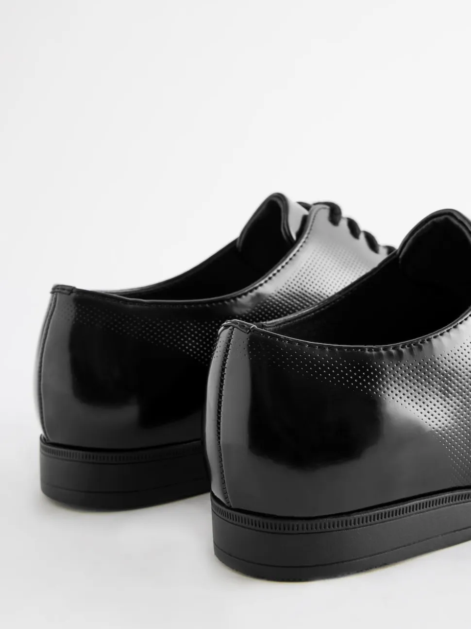 Black Hi-shine Derby Lace- Up Shoes