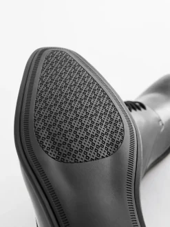 Black Hi-shine Derby Lace- Up Shoes