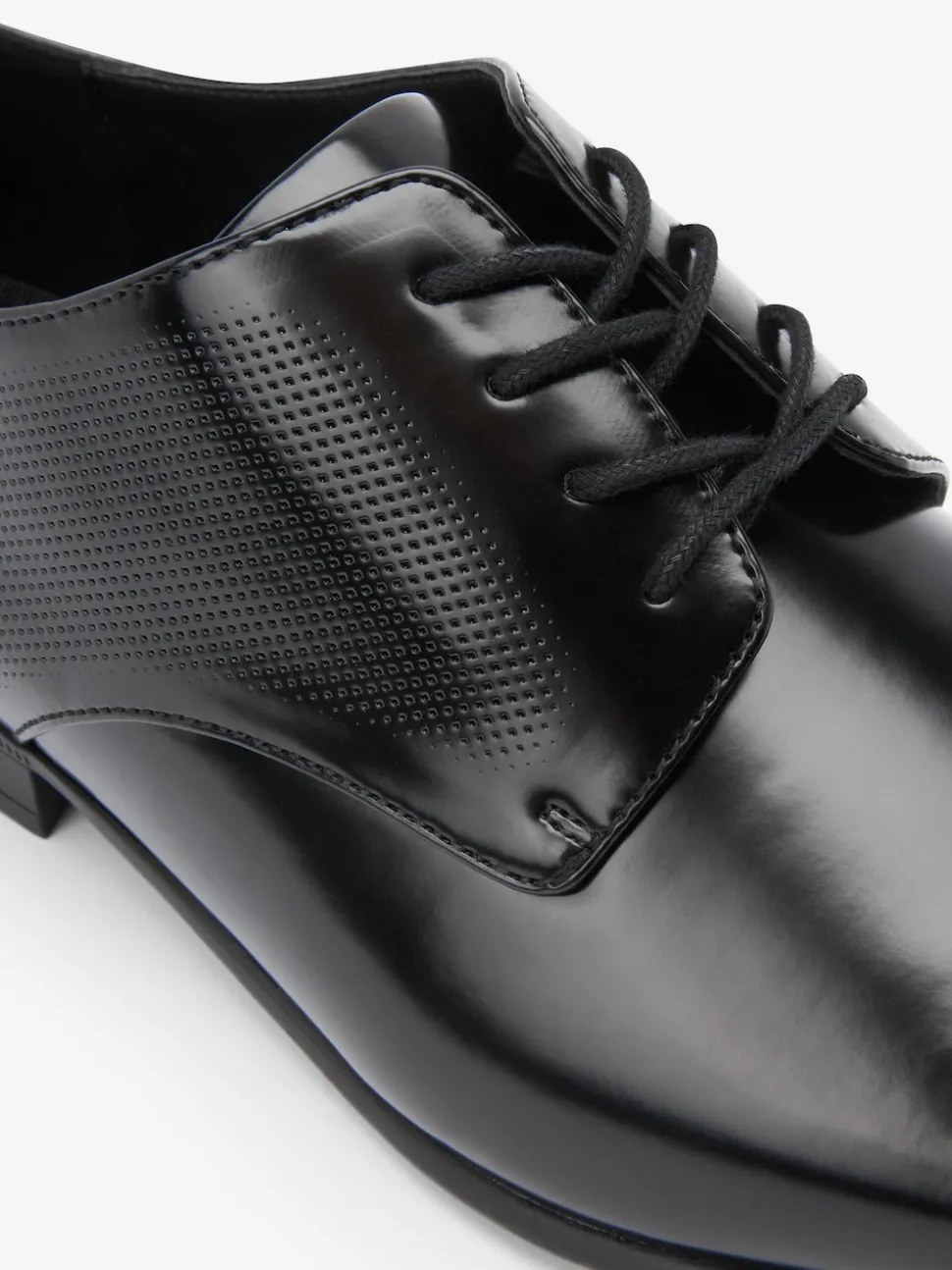 Black Hi-shine Derby Lace- Up Shoes