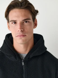 Black Hooded Borg Fleece