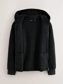 Black Hooded Borg Fleece