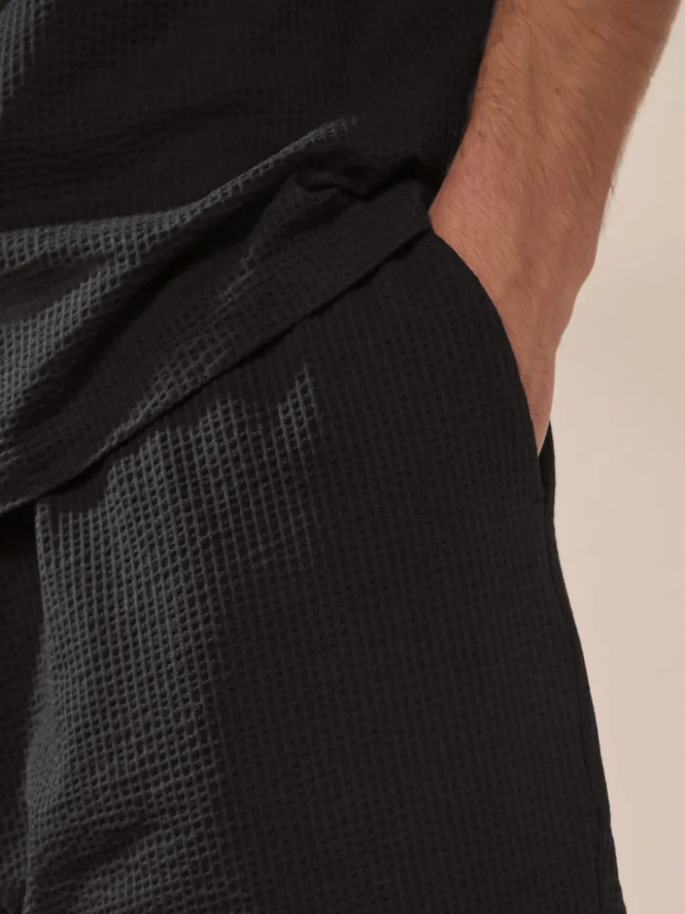 Black Jersey Textured Co-ord Shorts Set