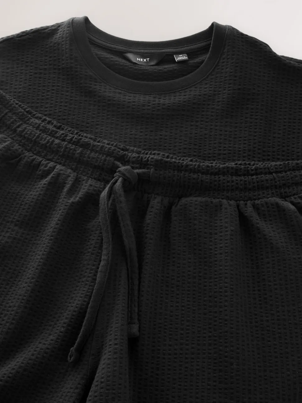 Black Jersey Textured Co-ord Shorts Set