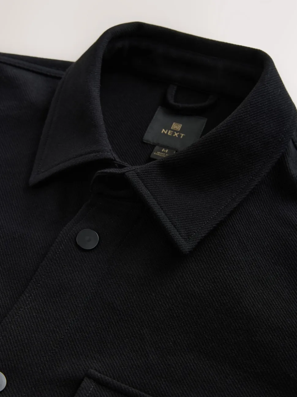 Black Jersey Twill Popper Shacket