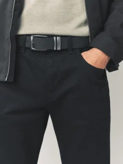 Black Leather Belt With Double Keeperloop