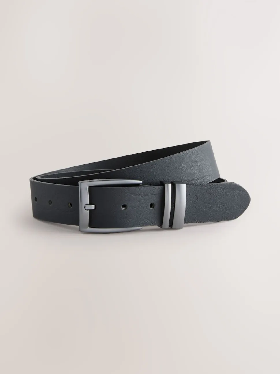 Black Leather Belt With Double Keeperloop